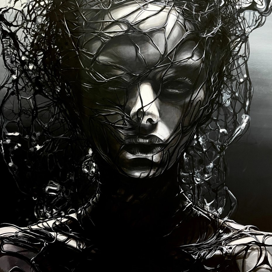 Rebellious angel never be silent, 2024, 100 x 100 cm