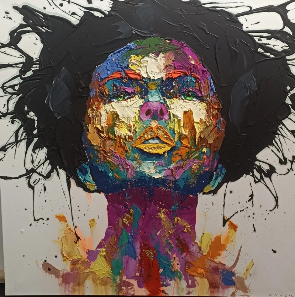 Gold Lips, 2022, 150 x 150 cm,